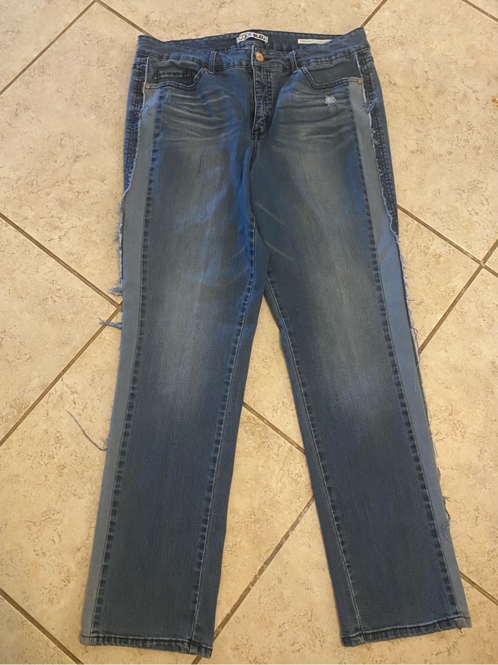 Women’s Code Bleu Two-Tone Straight-Leg Jeans with Side Panel